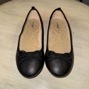 Cat & Jack girls black ballet flats size 1 dressy shoes with bow